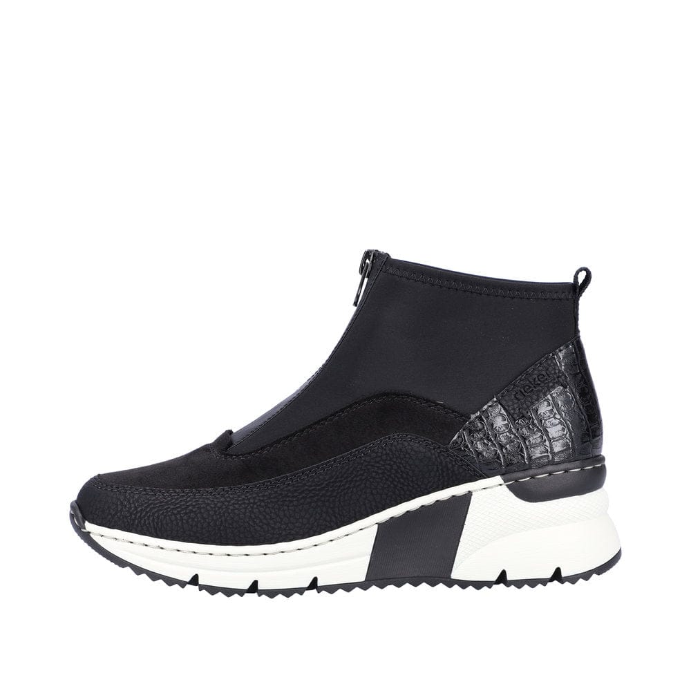 Wedge Boot with Crocodile Skin in Black Footwear Rieker 