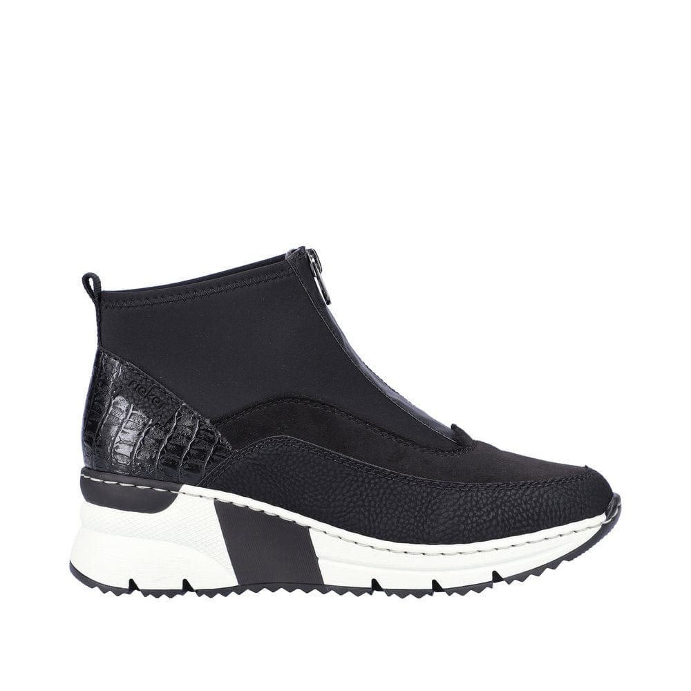 Wedge Boot with Crocodile Skin in Black Footwear Rieker 