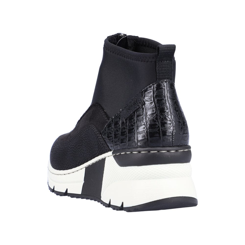 Wedge Boot with Crocodile Skin in Black Footwear Rieker 