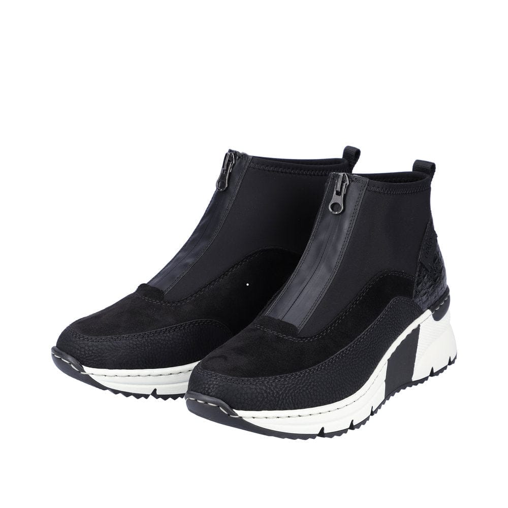 Wedge Boot with Crocodile Skin in Black Footwear Rieker 