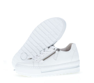 White Leather Sneakers with Zipper Footwear Gabor 