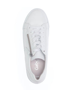 White Leather Sneakers with Zipper Footwear Gabor 