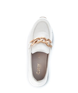 White Sole Leather Loafer with Gold Buckle Footwear Gabor 