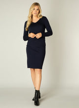 Load image into Gallery viewer, Yane Pencil Skirt in Dark Blue - Renaissance Boutiques Ireland
